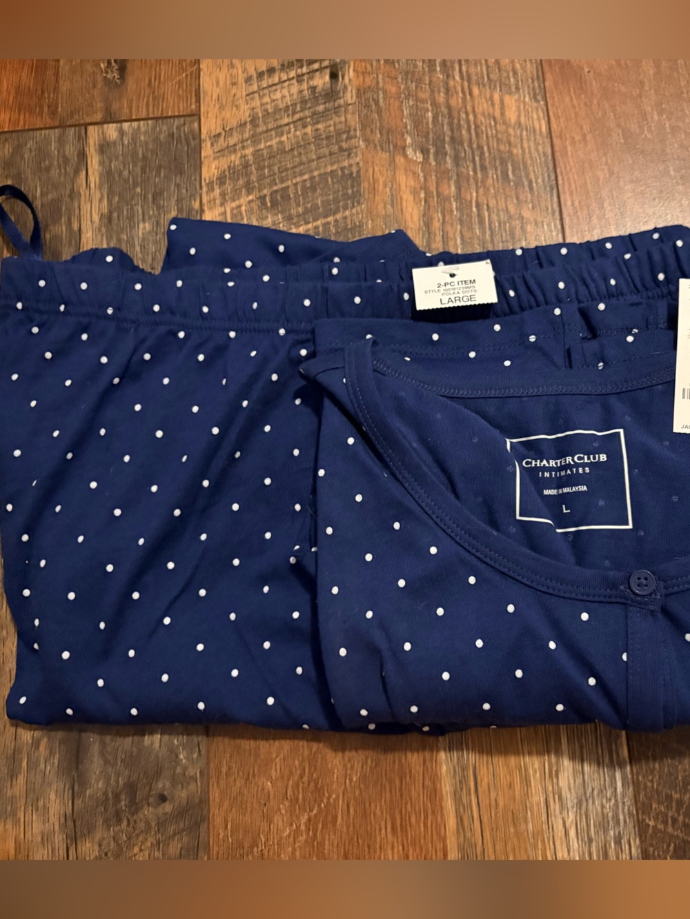 Charter Club Women’s Navy Blue Polka Dot Pajama Set